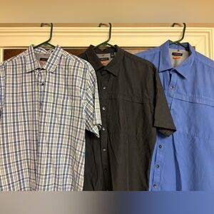Van Heusen Traveller SS Shirts (3) - 16/16.5, Black, Blue, White - Cotton/Poly
